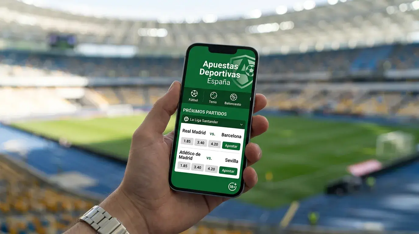 Pantalla de aplicación móvil de apuestas deportivas en España con funciones de streaming y cash out